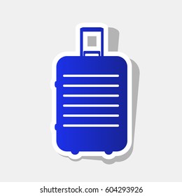 Baggage sign illustration. Vector. New year bluish icon with outside stroke and gray shadow on light gray background.