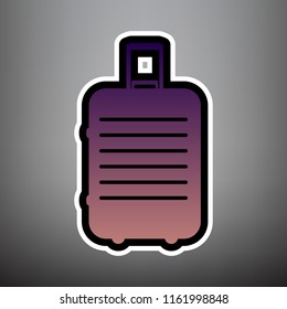 Baggage sign illustration. Vector. Violet gradient icon with black and white linear edges at gray background.