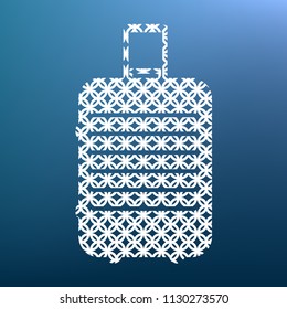 Baggage sign illustration. Vector. White textured icon at lapis lazuli gradient background.