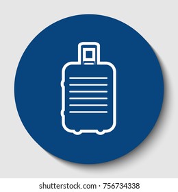 Baggage sign illustration. Vector. White contour icon in dark cerulean circle at white background. Isolated.