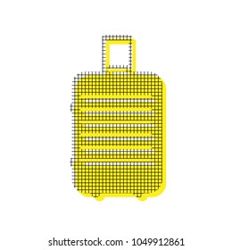 Baggage sign illustration. Vector. Yellow icon with square pattern duplicate at white background. Isolated.