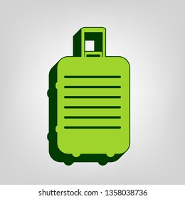 Baggage sign illustration. Vector. Yellow green solid icon with dark green external body at light colored background.