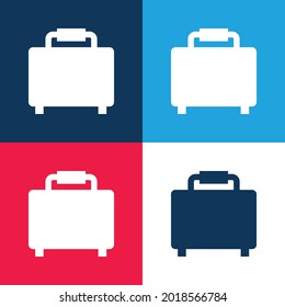 Equipaje Conjunto de iconos mínimo de cuatro colores azul y rojo de silueta