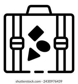 Baggage Suitcase for Travel Simple Line Icon Logo Symbol