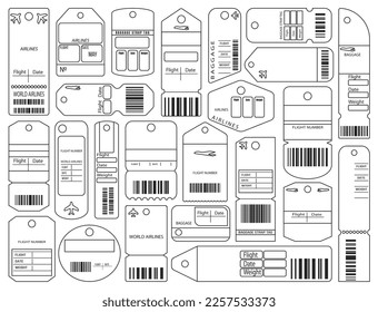 Baggage tag isolated black set icon. Vector black set icon luggage ticket. Vector illustration baggage tag on white background.