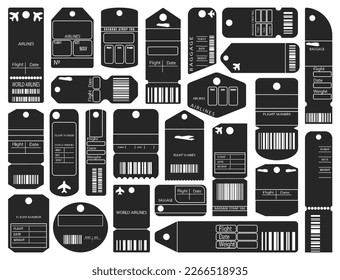 Baggage tag isolated black set icon. Vector black set icon luggage ticket. Vector illustration baggage tag on white background.