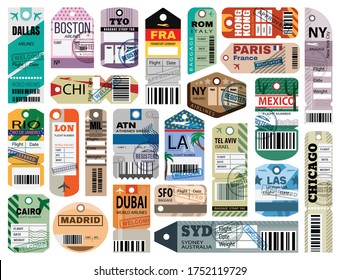 Baggage Tag Isolated Cartoon Set Icon. Vector Cartoon Set Icon Luggage Ticket. Vector Illustration Baggage Tag On White Background.