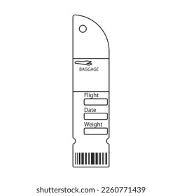 Baggage tag vector icon.Outline vector icon isolated on white background baggage tag.