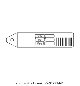 Icono del vector de etiqueta de equipaje.Icono del vector de contorno aislado en la etiqueta de equipaje de fondo blanco.