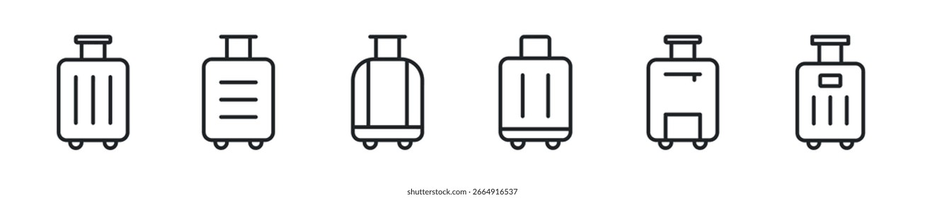 Symbol für dünne Gepäcklinie. Koffer, Gepäck minimale Symbole