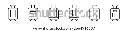 Baggage thin line icon set. Suitcase, luggage minimal icons