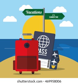 baggage ticket passport time travel vacations trip icon. Colorful design. Vector illustration