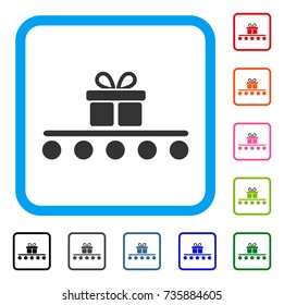 Baggage Transportation icon. Flat gray pictogram symbol in a light blue rounded rectangle. Black, gray, green, blue, red, orange color versions of Baggage Transportation vector.
