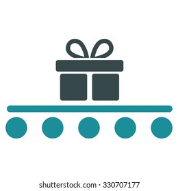 Baggage Transportation vector icon. Style is flat bicolor soft blue symbol, rounded angles, white background.