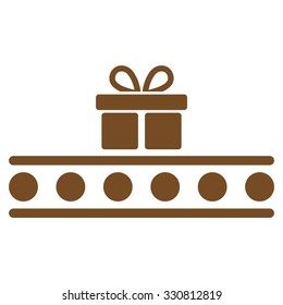 Baggage Transportation vector icon. Style is flat brown symbol, rounded angles, white background.