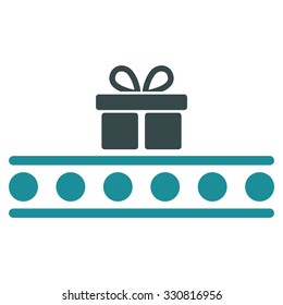 Baggage Transportation vector icon. Style is flat bicolor soft blue symbol, rounded angles, white background.