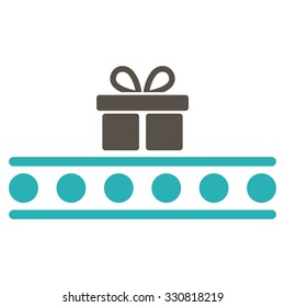 Baggage Transportation vector icon. Style is flat bicolor grey and cyan symbol, rounded angles, white background.
