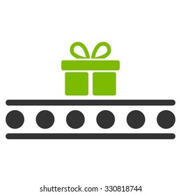 Baggage Transportation vector icon. Style is flat bicolor eco green and gray symbol, rounded angles, white background.