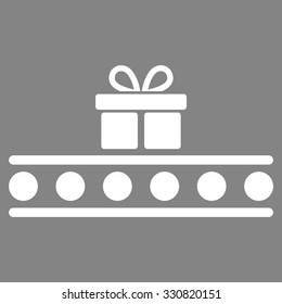 Baggage Transportation vector icon. Style is flat white symbol, rounded angles, gray background.