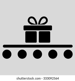 Baggage Transportation vector icon. Style is flat black symbol, rounded angles, light gray background.