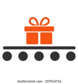 Baggage Transportation vector icon. Style is flat bicolor orange and gray symbol, rounded angles, white background.