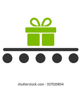 Baggage Transportation vector icon. Style is flat bicolor eco green and gray symbol, rounded angles, white background.