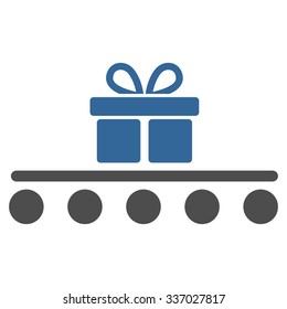 Baggage Transportation vector icon. Style is flat bicolor cobalt and gray symbol, rounded angles, white background.