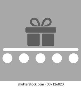 Baggage Transportation vector icon. Style is flat bicolor dark gray and white symbol, rounded angles, silver background.