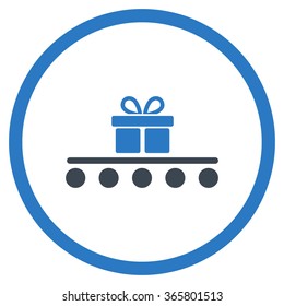 Baggage Transportation vector icon. Style is bicolor flat circled symbol, smooth blue colors, rounded angles, white background.