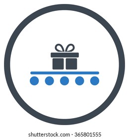 Baggage Transportation vector icon. Style is bicolor flat circled symbol, smooth blue colors, rounded angles, white background.