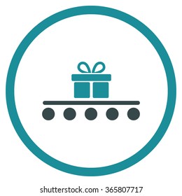 Baggage Transportation vector icon. Style is bicolor flat circled symbol, soft blue colors, rounded angles, white background.