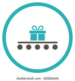 Baggage Transportation vector icon. Style is bicolor flat circled symbol, grey and cyan colors, rounded angles, white background.