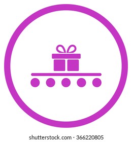 Baggage Transportation vector icon. Style is flat circled symbol, violet color, rounded angles, white background.