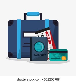 Baggage of travel and tourism  concept