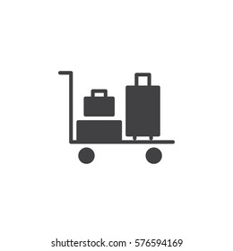 Baggage trolley icon vector, filled flat sign, solid pictogram isolated on white. Symbol, logo illustration