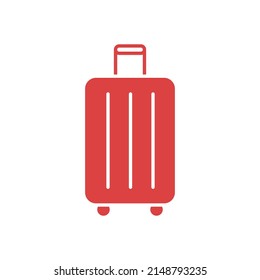 Icono rojo del vector del equipaje sobre fondo blanco