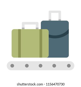 Baggages on a conveyor vector illustration in flat color design