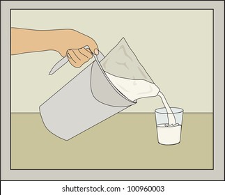Bagged milk being poured