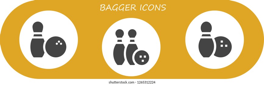  bagger icon set. 3 filled bagger icons. Simple modern icons about  - Bowling