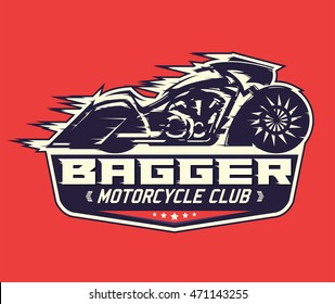 Bagger Motorcycle badge, vector emblem Motorcycle Club vector design