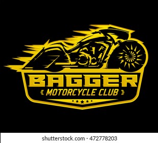 Bagger Motorcycle badge, vector emblem Motorcycle Club vector design