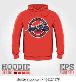 Bagger Motorcycle badge Vector hoodie print design, sweatshirt template.