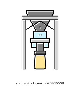 Absackmaschine Zement Produktion Farbe Symbol Vektor. Zementproduktionsschild für Absackmaschine. einzelne Symbolgrafik