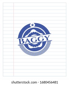 Baggy drawn with pen. Blue ink. Vector Illustration. Detailed.