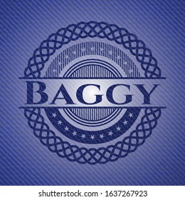 Baggy emblem with jean texture. Vector Illustration. Detailed.