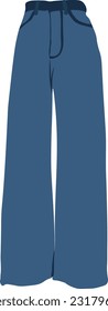 Baggy Jeans Illustration on White Background. Simple and Unique Style with pocket design.