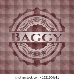Baggy red emblem with geometric background. Seamless.