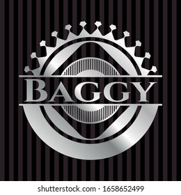 Baggy silver emblem or badge. Vector Illustration. Mosaic.