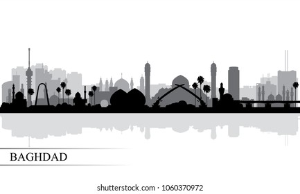 Baghdad city skyline silhouette background, vector illustration