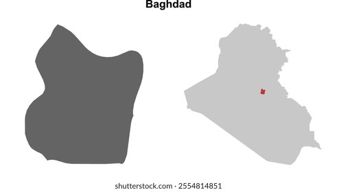 Baghdad governorate blank outline map set